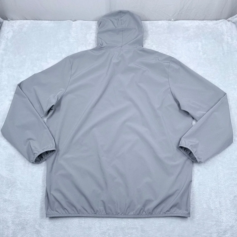 Adidas Golf Windbreaker Hoodie Mens 2XL Grey Pullover Lightweight Sporty Stretch